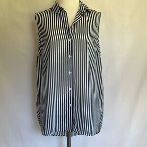 H&M Black and White Striped Button Down Tank Size 6